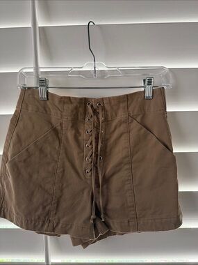 A.L.C. High-Waist Lace-Up Brown Shorts